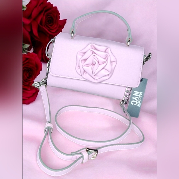 Madden Nyc Handbags - Madden NYC Women's Rosette Top Handle Handbag In Pastel Pink NWT